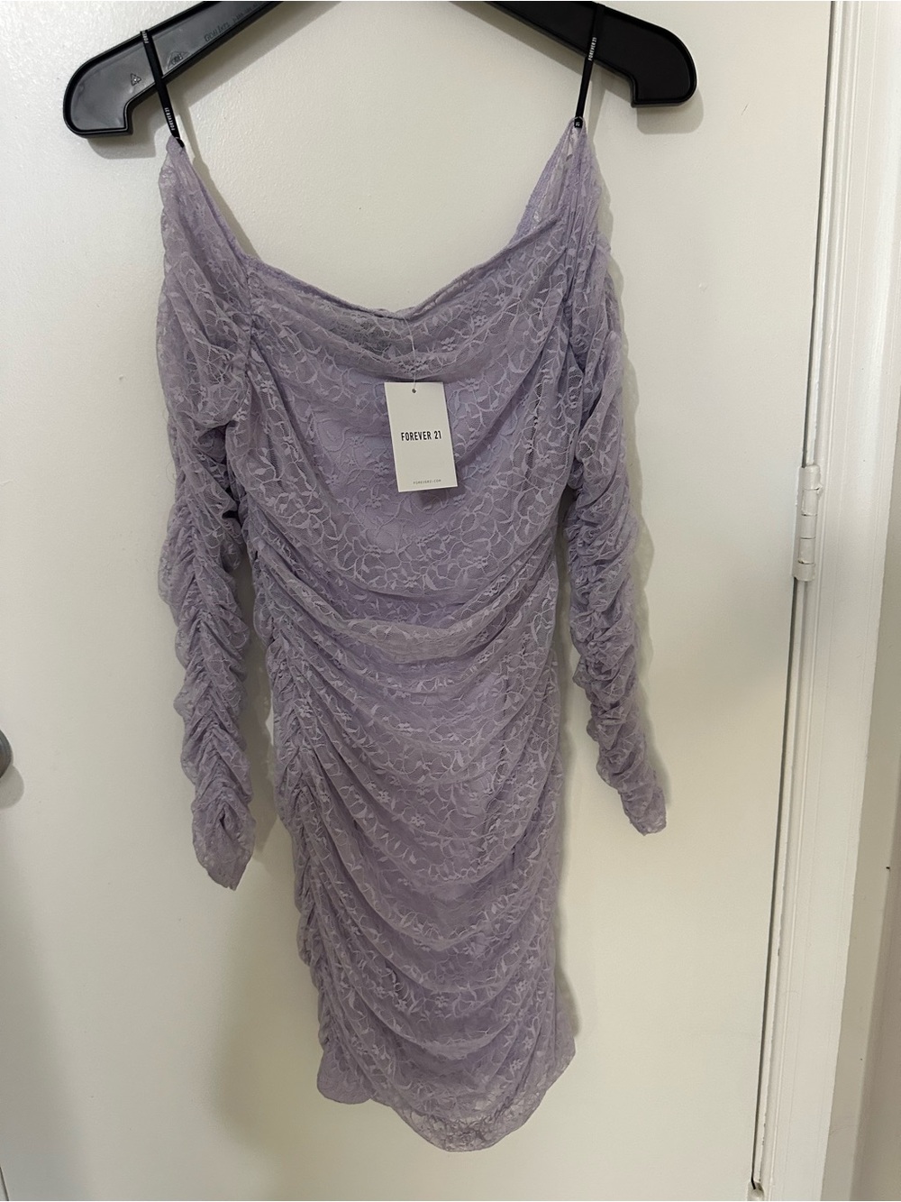 Forever 21 Floral Lace Ruched Midi Dress Purple Small NWT